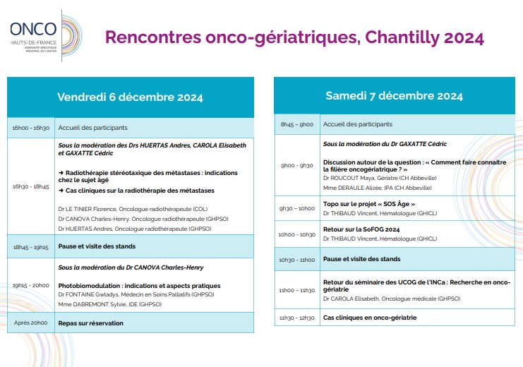 Rencontres onco-gériatriques du 6 et 7 décembre 2024, Chantilly 3